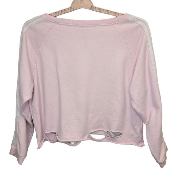 Generation Love Distressed V Neck Light Pink Crop Sweater Pink M - Picture 2 of 9
